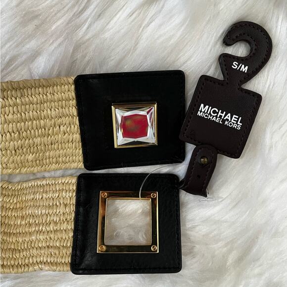 NEW Michael Kors Wide Stretch Square Crystal Turn Latch Clasp Waist Belt S/M NWT main image 15